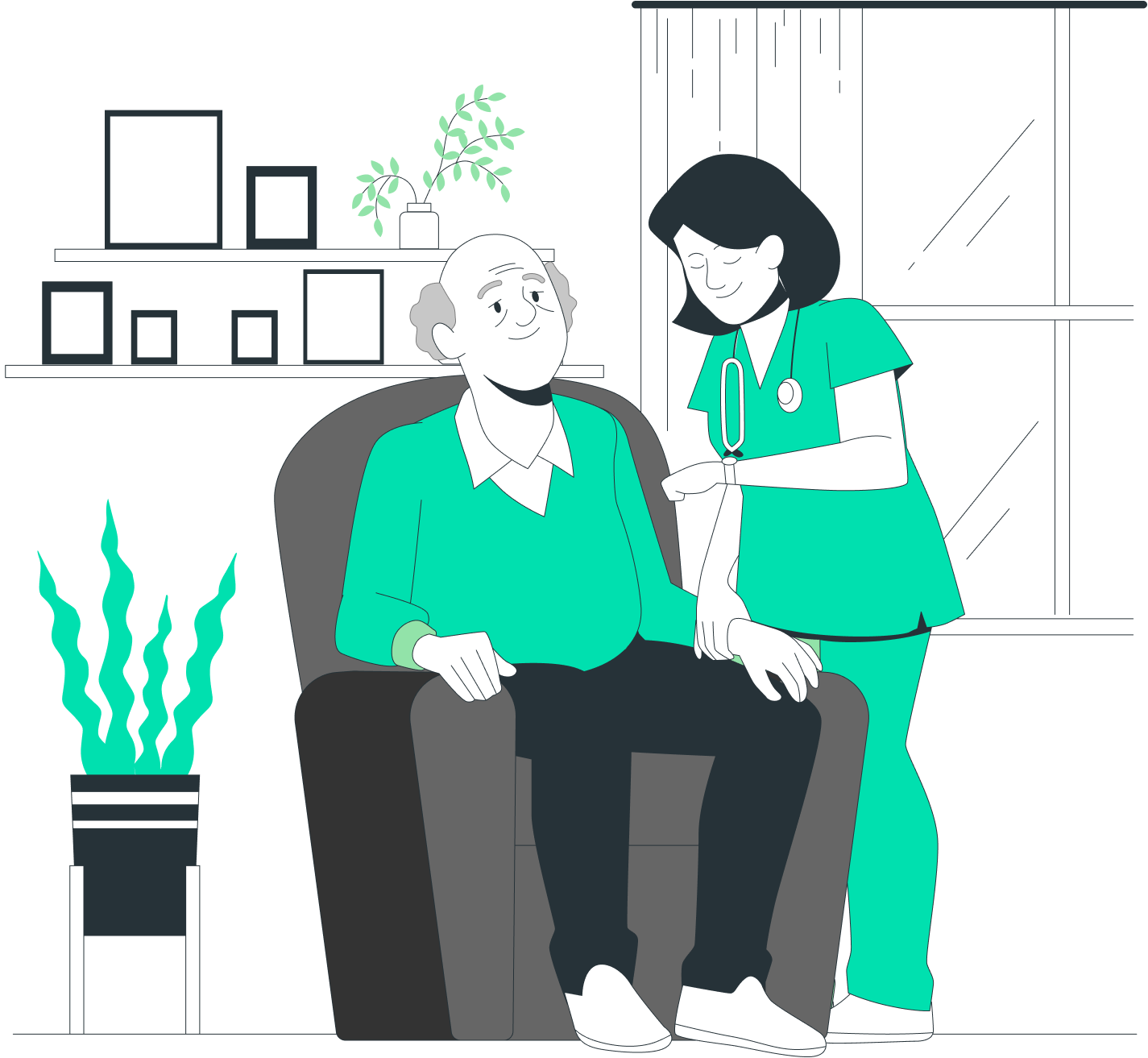 Doctor counselling a seated Patient about his Treatment Options.
